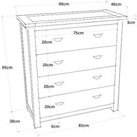 Chest of Drawers 4 Drawer Light Grey Bedroom Furniture Storage Wooden
