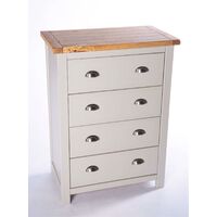 Chest of Drawers 4 Drawer Light Grey Petite Bedroom Furniture Storage Wooden