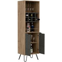 Wine Rack Drinks Storage 1 Door Cupboard Cabinet Sideboard Pine and Stone Finish