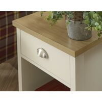 Cream Oak Lamp Table 1 Drawer Bedside Cabinet Metal D Cup Handles Two Tone