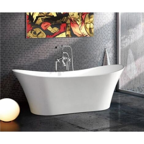 Sanitaire – Baignoire îlot Moorea 180x80 cm – Construction autoportante en acrylique renforcé – Conception ergonomique pour confort optimal – Design contemporain