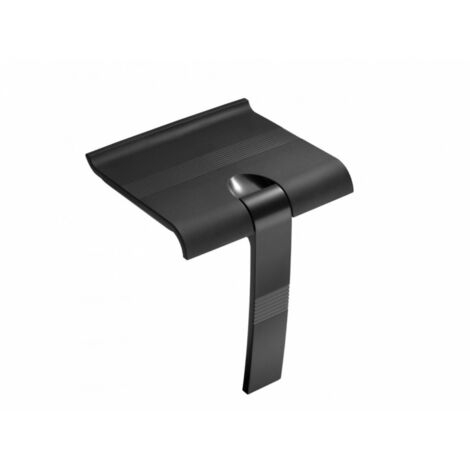 Pellet – Siège de douche escamotable noir mat – Charge 150 kg – Design ergonomique pour PMR et seniors – Montage facile avec fixations invisibles