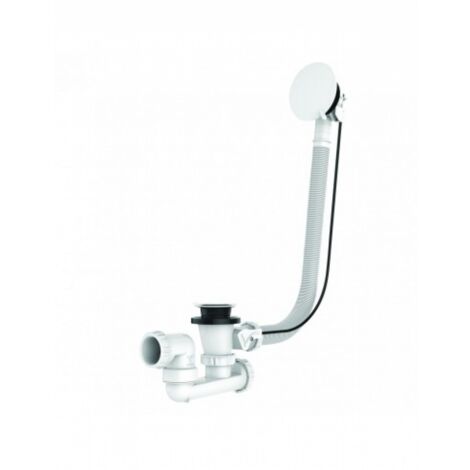 Valentin – Vidage baignoire automatique – Clapet laiton blanc mat – Câble haute résistance L. 650 mm – Sortie orientable 360° – Débit 51 l/mn