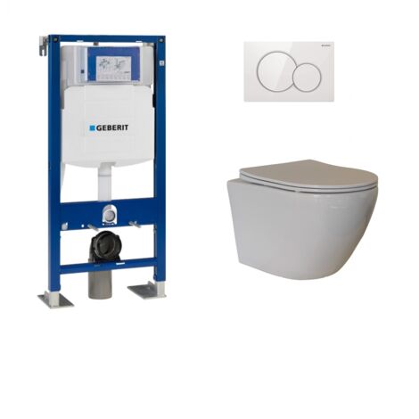Pack Geberit UP320 + Cuvette sans bride KELOS Flush Blanc + Plaque Sigma Blanc (1/6)