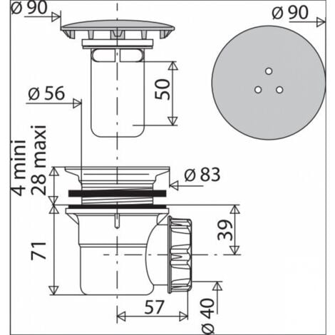 Bonde de douche diam 60 SH 5660