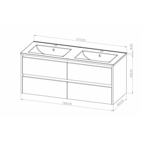 Meuble double vasque JUPITER 3.0 Bois Clair 120cm - Sans miroir