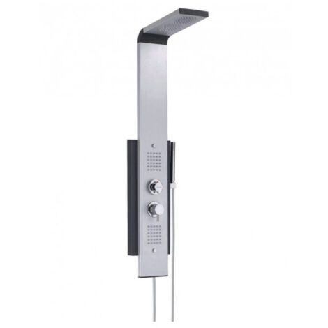 Blanc Habitat – Colonne de douche hydromassante – Aluminium anodisé noir – 2 zones d'aspersion – Mitigeur thermostatique anti-brûlure – Flexible 1,75m (1/5)