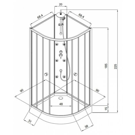 Cabine 1/4 de rond INDUSTRY ROUND 2.0 - 90cm
