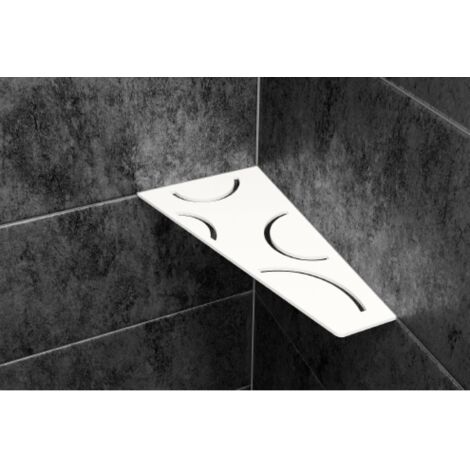 Schluter – Étagère murale d'angle SHELF-S3 CURVE en aluminium blanc mat – Dimensions 62 x 295 x 154 mm – Fixation silicone – Pour douche et cuisine