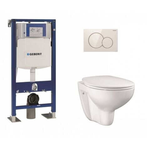 Pack WC Geberit UP320 + Cuvette GROHE sans bride Bau Ceramic + plaque sigma blanche