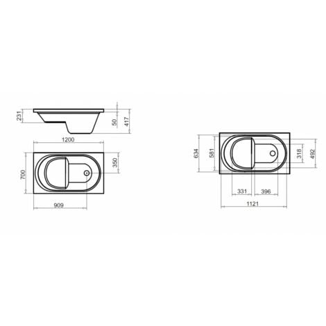 Baignoire Sabot ASTOR-S 120x70 cm