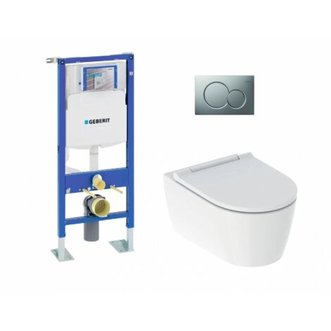 Pack complet WC Geberit UP320 + Cuvette ONE TurboFlush + Plaque Chromé Mat (1/5)