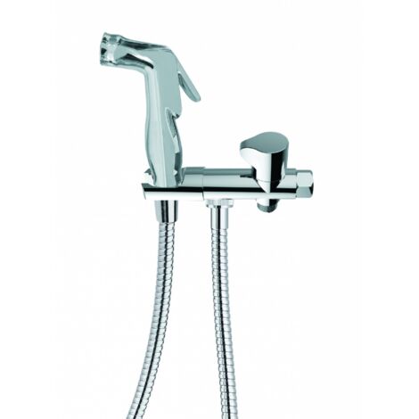 Valentin – Kit complet hygiène WC avec douchette jet pluie à gachette – Flexible métal 1,25m – Robinet 3 voies laiton chromé – Installation facile (1/6)