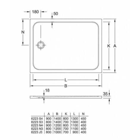 Receveur de douche LIFETIME PLUS en céramique Blanc - 120x90 cm