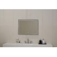 Miroir avec cadre Noir Mat QUADRO rétroéclairé LED - 80cm