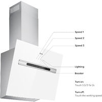 CIARRA 700m3/h Class A+++ 60cm Angled Cooker Hood with 4-speed Extraction-CD6736GS - White