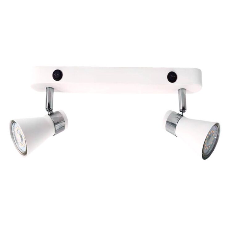 2 Lampes à Pince WAIKA Blanc Mat - GU10 Max 15W - Flexible, Pour Bureau, Chevet - Câble 1.5m