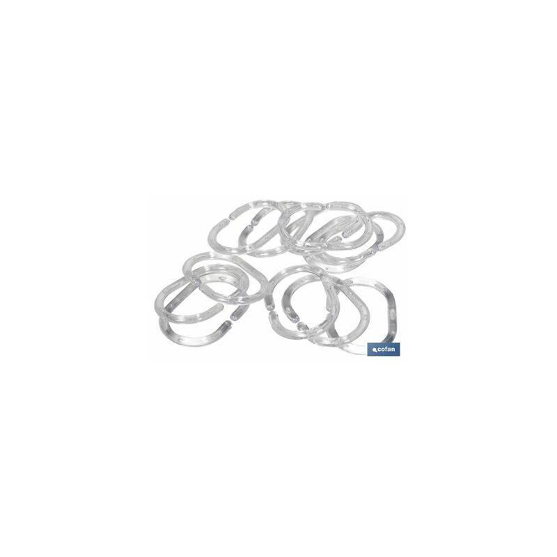 Lot De 12 Anneaux De Rideau De Douche Transparents En Plastique - 50 Mm - Design Encliquetable Et Facile à Installer