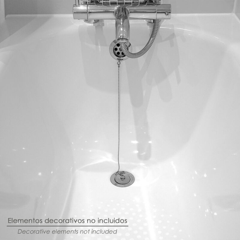 Bouchon D'évier SIRIUS 35x40 Mm - Noir, Inox, Avec Chaîne Et Borne