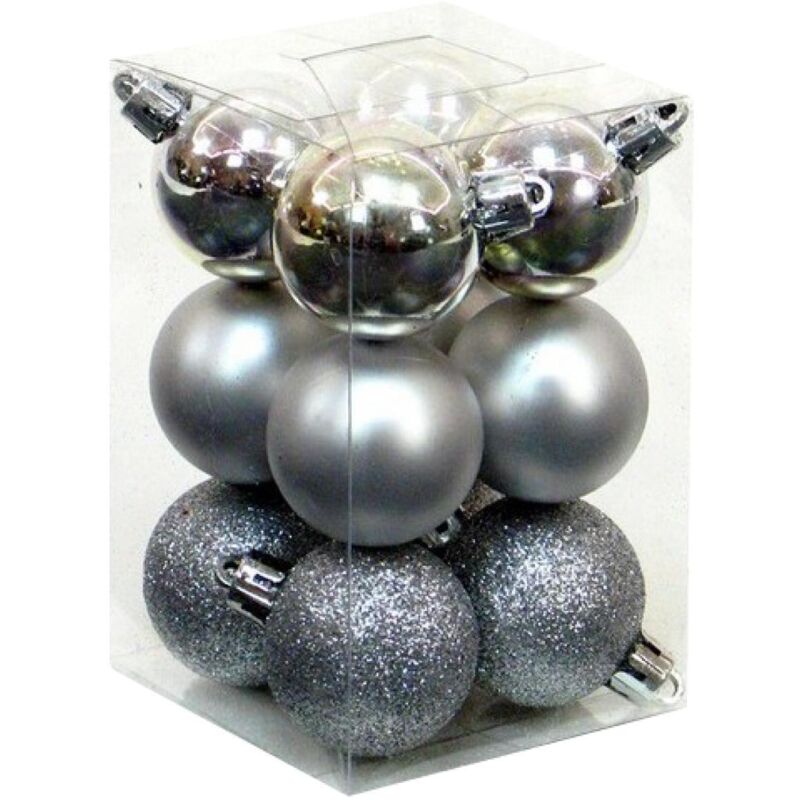 THE TWIDDLERS Lot De 50 Boules De Noël Argentées – Tailles Et Finitions Assorties – 6 Cm, 4 Cm, 3 Cm – Décorations Mates, Brillantes Et Pailletées Pour Décoration D'arbre