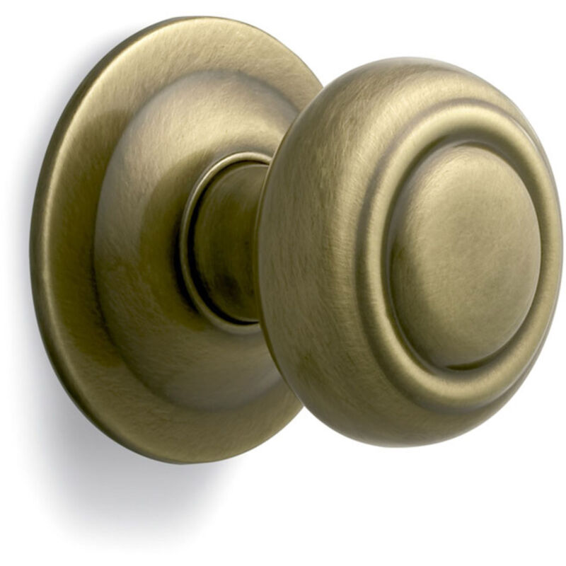 Bouton central - pour porte - laiton poli - diamètre 80 mm - tige fixe CADAP