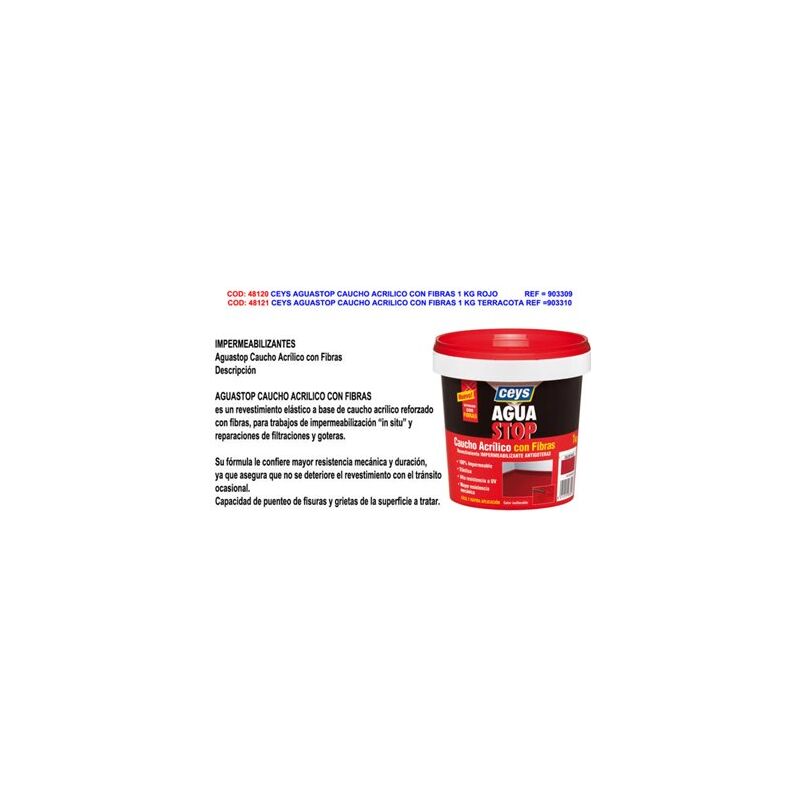 CEYS Aguastop Caoutchouc Acrylique avec Fibres 1 kg Rouge