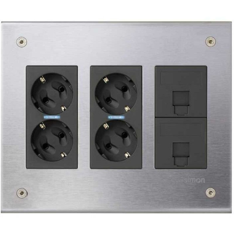 DeleyCON 2x Boîtier Raccordement LAN 2 Ports Keystone - Sortie Coudée 45° - Pour Modules RJ45 Coaxial Et Multimédia - Blanc