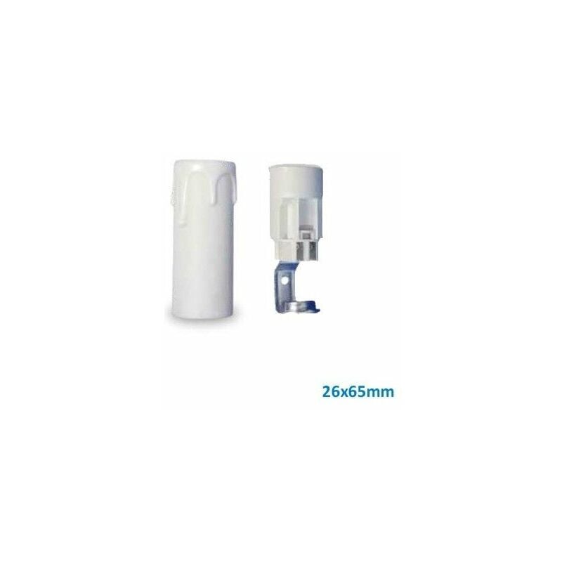 Douille + cache bougie E14 26x65mm blanc GSC 2203325