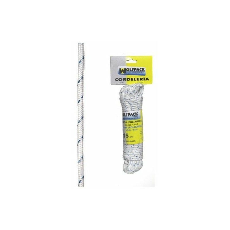 Corde Nylon Haute Ténacité Blanc/Bleu (Echeveau 15 m.)