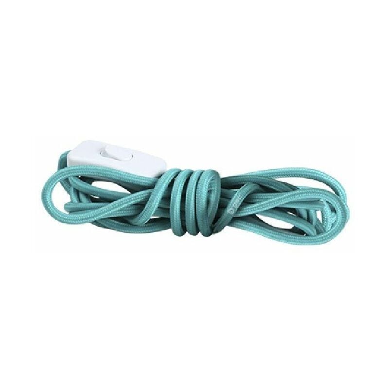 Câble textile 1,5 M (2x0,75 mm) fiche + interrupteur Turquoise GSC 001102962