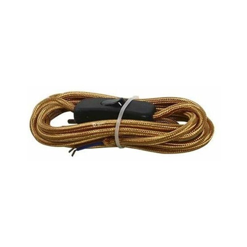 Câble textile 1,5 M (2x0,75 mm) + interrupteur doré GSC 001102959