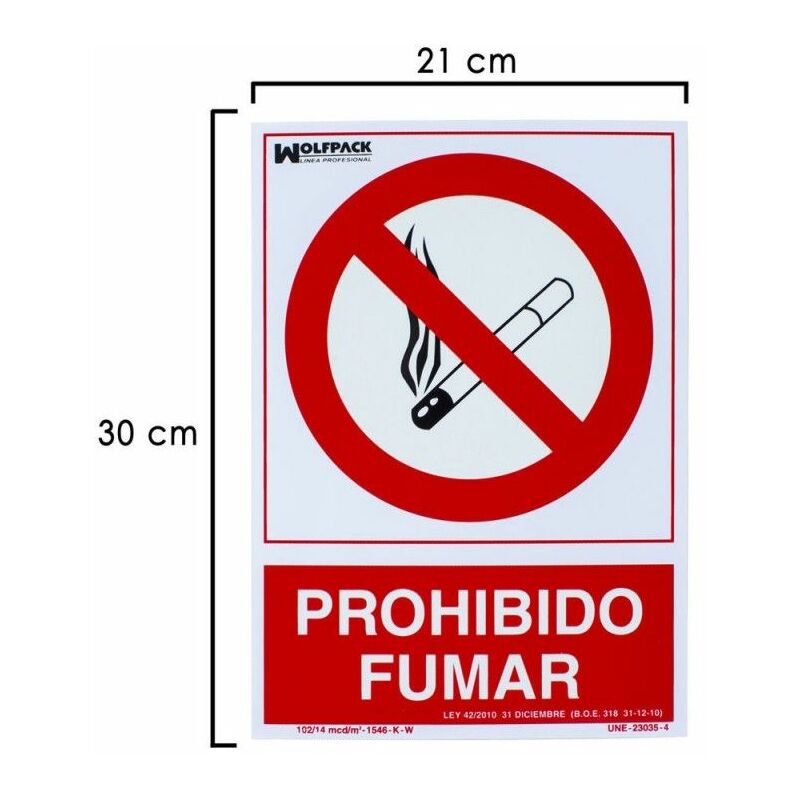 Panneau interdit de fumer 30x21 cm.
