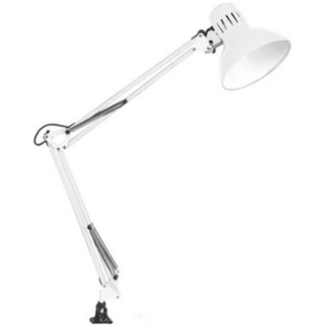 GSC – Clip blanc Flexo – Lampe sur câble E27 – Bras pivotant pour éclairage ciblé – Tableau pince de serrage inclus