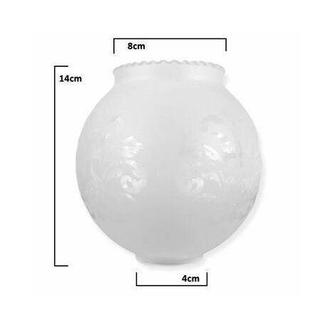 Abat-jour boule verre opale 20cm bouche 8cm