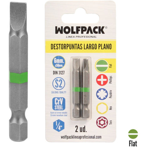 Tournevis plat long 6 mm. (2 pièces) Acier au chrome vanadium S2 (1/5)