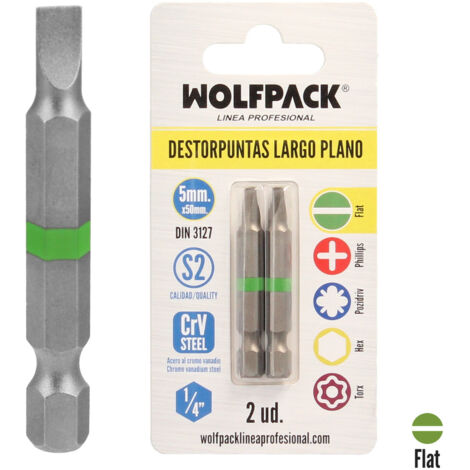 Tournevis plat long 5 mm. (2 pièces) Acier au chrome vanadium S2 (1/5)