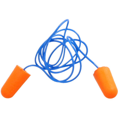 Jeu de bouchons d'oreille en mousse 2 bouchons avec cordon SNR 31 dB (1/4)