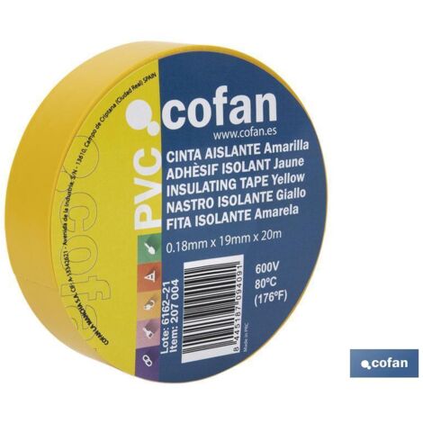 Ruban Isolant 180 Microns Jaune 19mmx20 Mètres