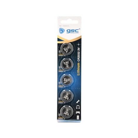 Blister de 5 piles bouton lithium GSC CR2032