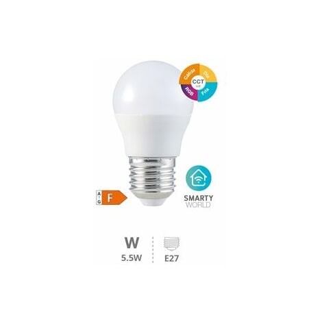 Lampe LED sphérique intelligente 5,5W E27 RGB + CTT dimmable