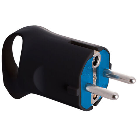 Prise Schuko 4,8mm 16A 250V t/tl Noir avec Anneau pour Extraction Facile Solera 6566AN (1/2)
