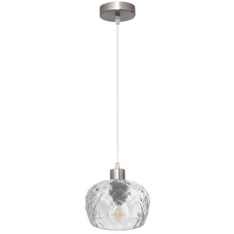 Suspension Stela 1xE27 Chrome 13x13 cm Abat-jour en verre transparent (1/2)