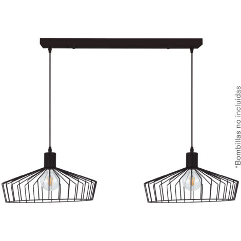 Plafonnier suspendu noir série Bamil double E27 Ø380mm (1/5)