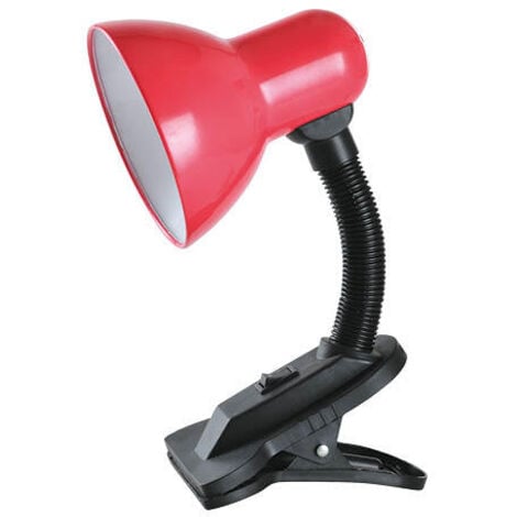 Virone LATSA 10W Lampe De Lecture Lit E27 Avec Clip Et Interrupteur Acier + Plastique Flexible Longueur Du Câble ~ 90 Cm (rouge