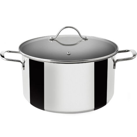 Marmite induction en inox avec couvercle en verre 18cm (1/2)
