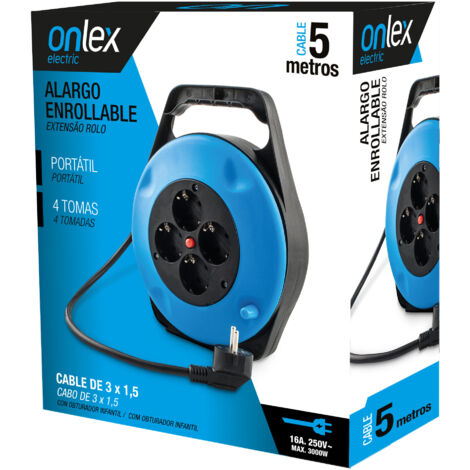 Rallonge enroulable 4 prises onlex 5 mètres