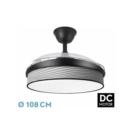Ventilateur DC Fashion 72W Noir/Gris Groove 108cm 7200lm 3CCT Télécommande (1/2)