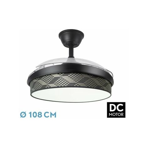 Ventilateur DC Fashion 72W Blanc/Gris Tetris 108cm 7200lm 3CCT Télécommande (1/2)