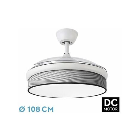 Ventilateur DC Fashion 72W Blanc/Gris Groove 108cm 7200lm 3CCT Télécommande (1/2)