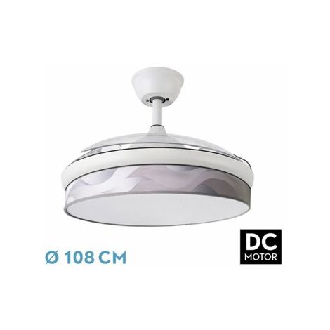 Ventilateur DC Fashion 72 W Blanc/Gris ondulé 108 cm 7200 lm 3CCT Télécommande (1/2)